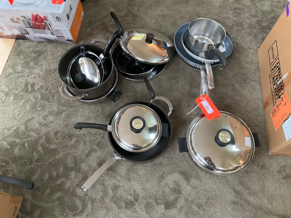 Asst cookware sets with lids - Living Room Main Level