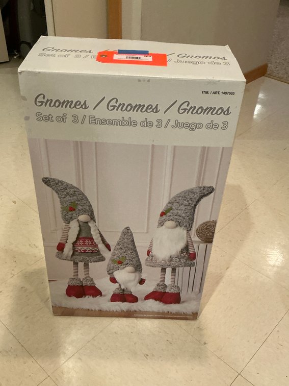 Set of 3 plush holiday decorative gnomes - Basement