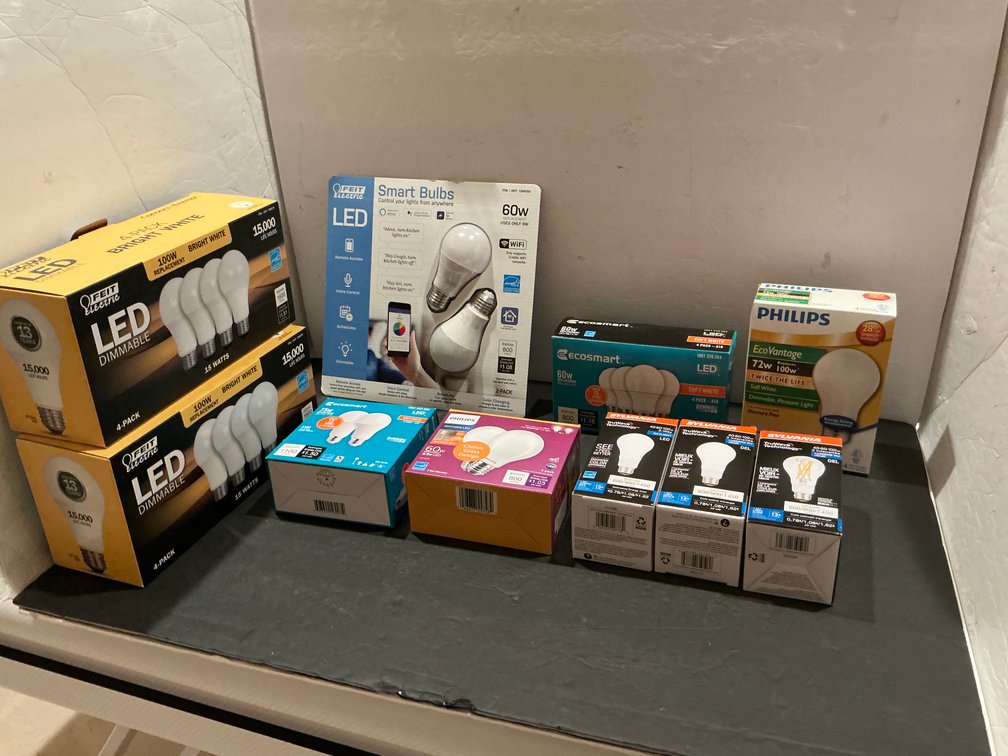 assorted household light bulbs - Basement