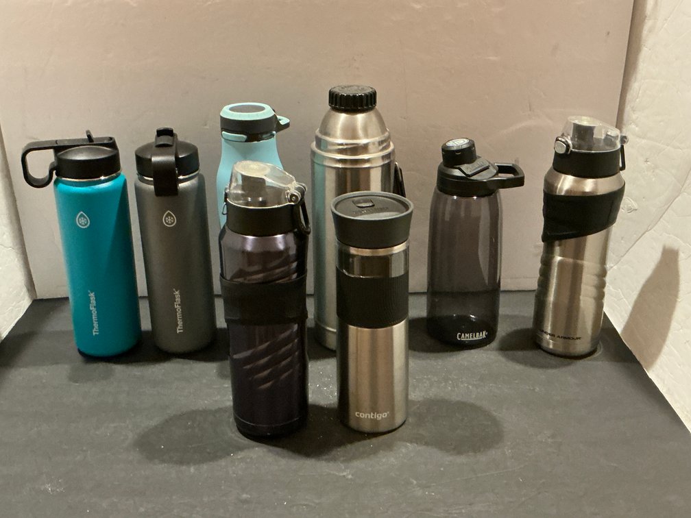 Grouping of water bottles & travel mugs - Basement