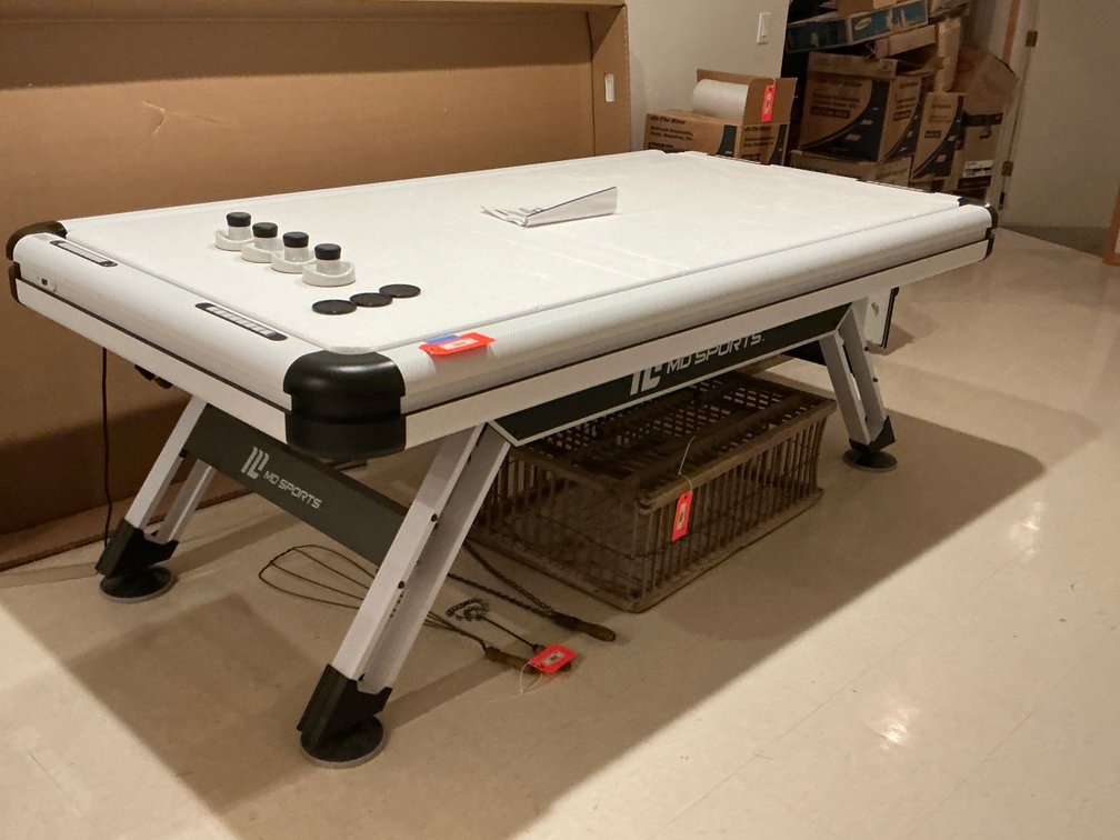 MD Sports air hockey table with pushers & pucks 88 x 48 x 32 - Basement