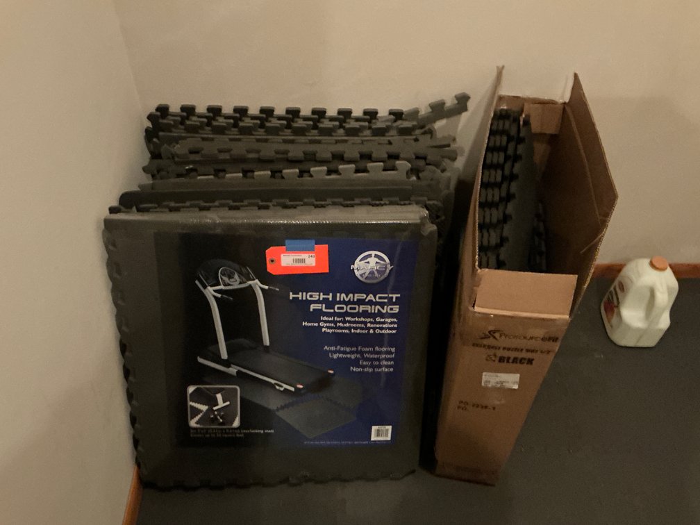 Marcy & ProsourceFit interlocking foam floor mats - Basement