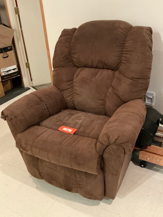 Brown microfiber manual recliner chair - Basement