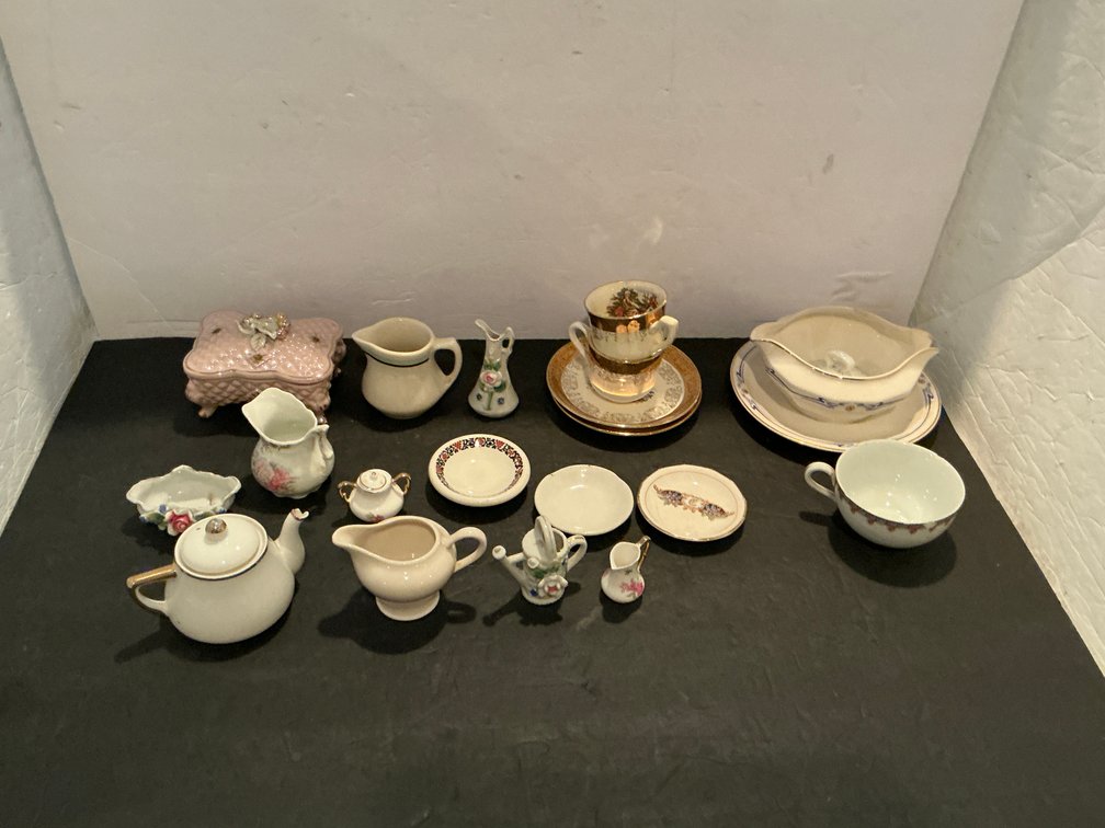 Assorted miniature porcelain teaware & tableware - Basement