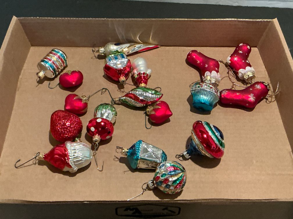 Miniature blown glass Christmas ornaments - Basement