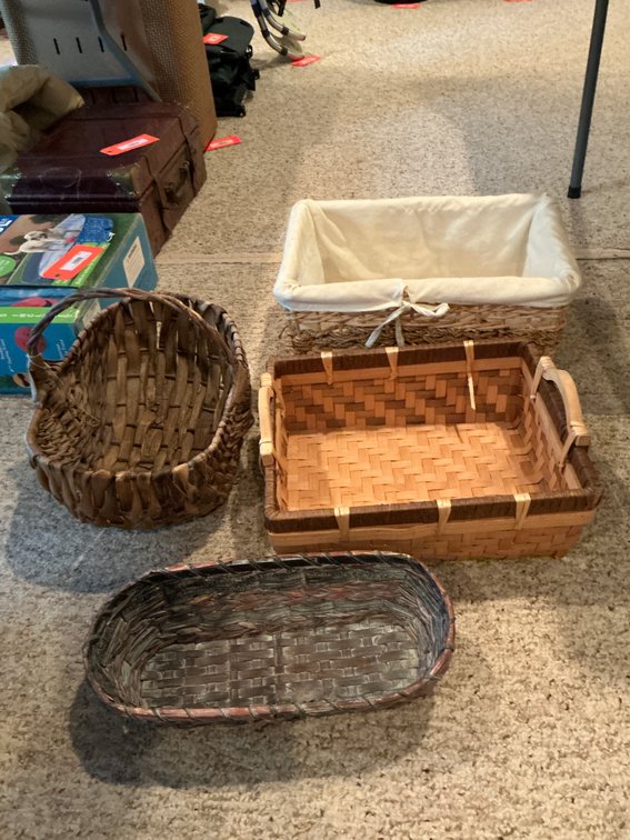 Grouping of 4 woven wood splint baskets - Basement