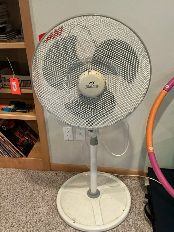WindChaser white electric pedestal fan 4 feet tall - Basement