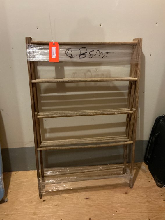 Wooden folding clothes drying rack - Basement