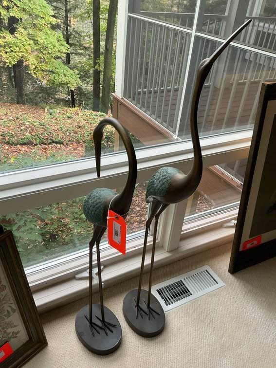 Pair of crane sculptures - Den Main Level