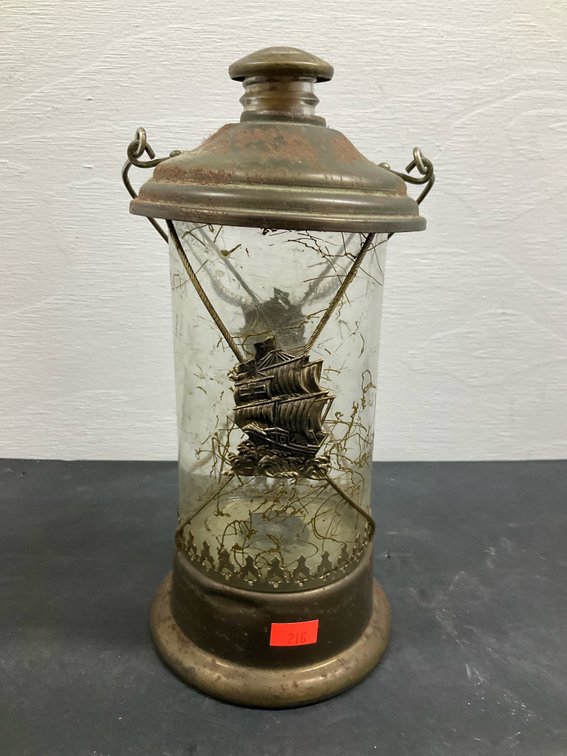 Nautical glass & metal lantern decanter