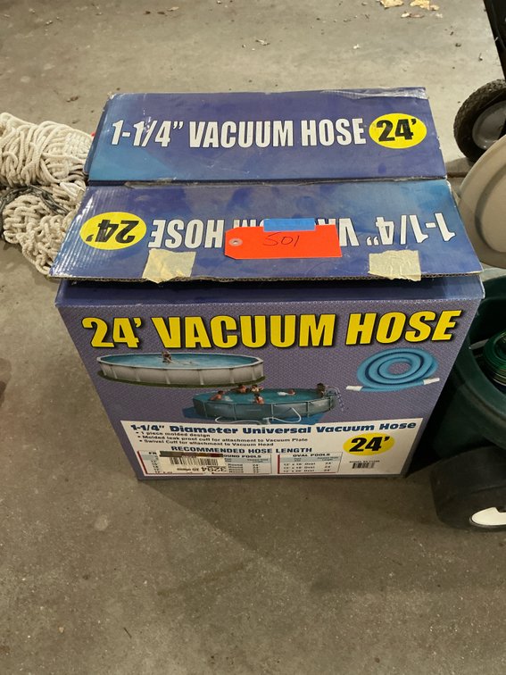 Pair of Qualco 1-1/4 in x 24 ft pool vacuum hoses - Garage