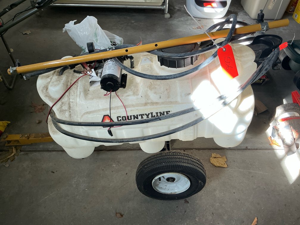 CountyLine tow-behind tank sprayer with 12V pump - Garage