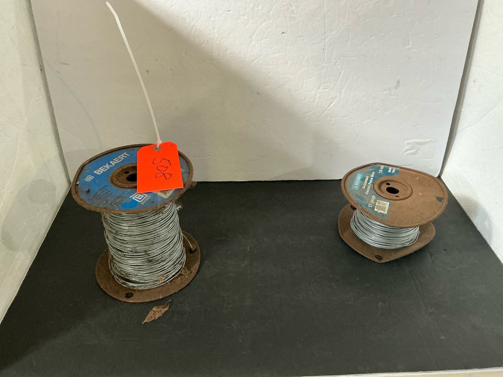 2 Bekaert galvanized electric fence wire spools, 17 gauge - Garage