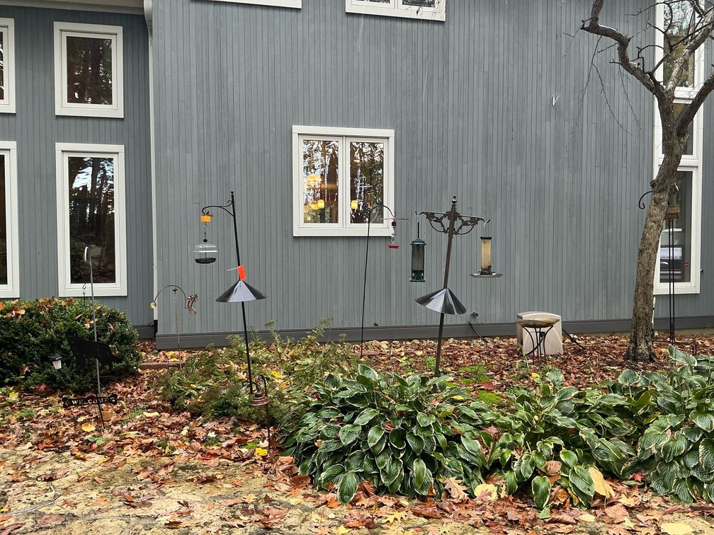 Assorted bird feeders, shepherd's hooks & garden stakes - Outside