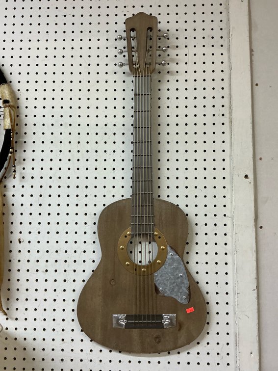 Wooden acoustic guitar silhouette wall art