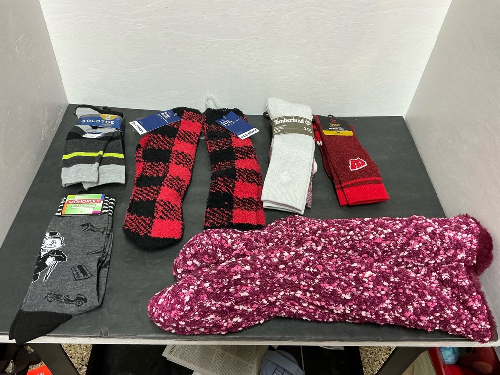 Grouping of assorted socks & slipper socks