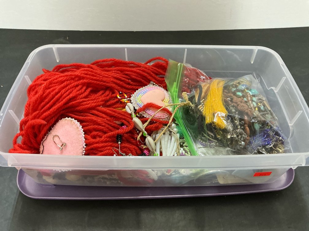 Assorted costume jewelry, beadwork & craft supplies