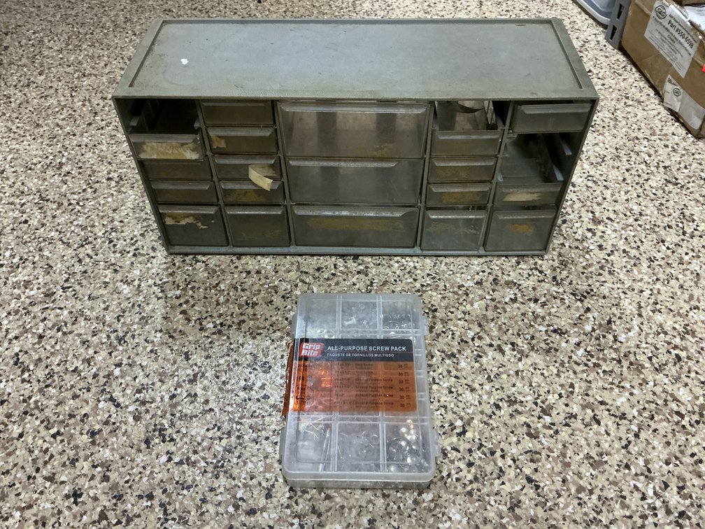 Parts organizer cabinet & hardware case with contents