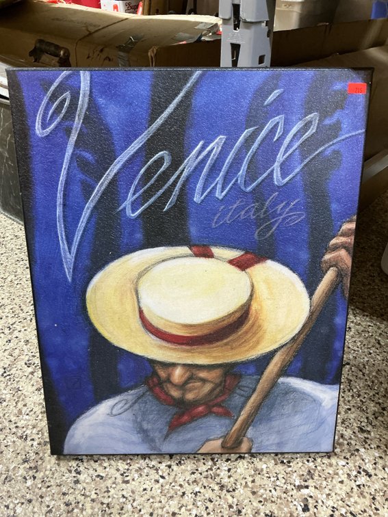 Venice Italy gondolier stretched canvas wall art
