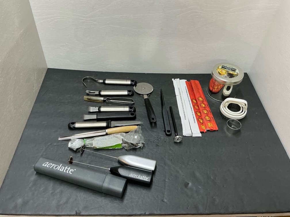 Kitchen tool & utensil grouping with Aerolatte frothers
