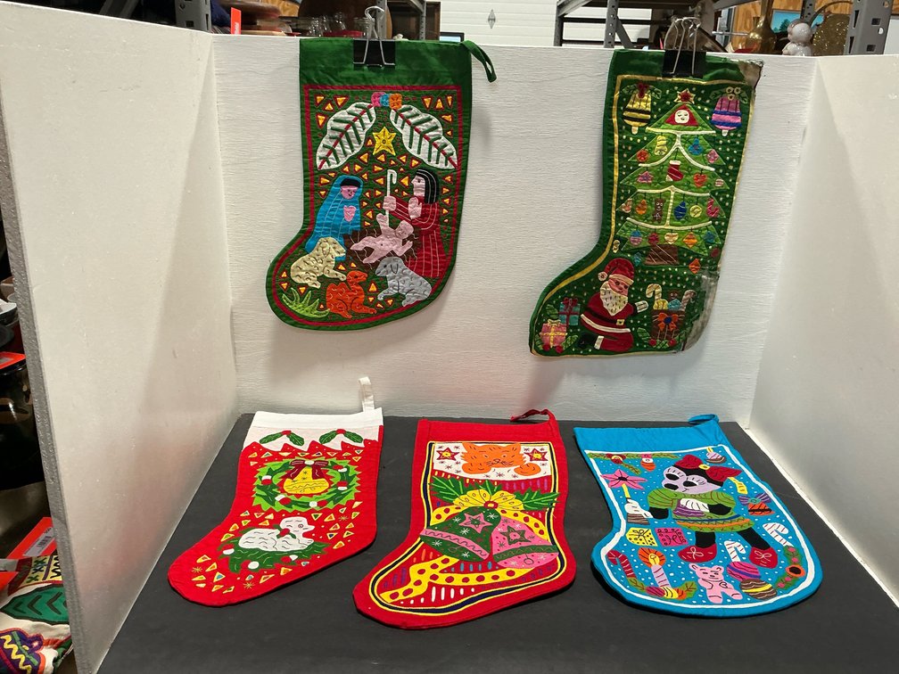 Applique & embroidered Christmas stockings