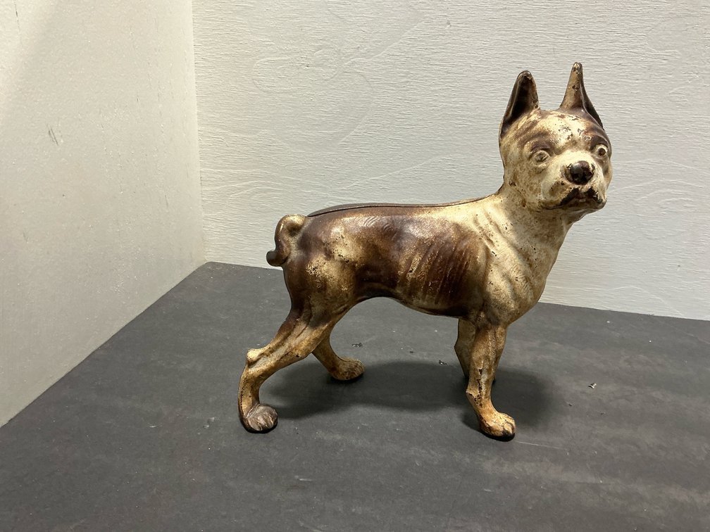 Painted cast iron Boston Terrier still bank