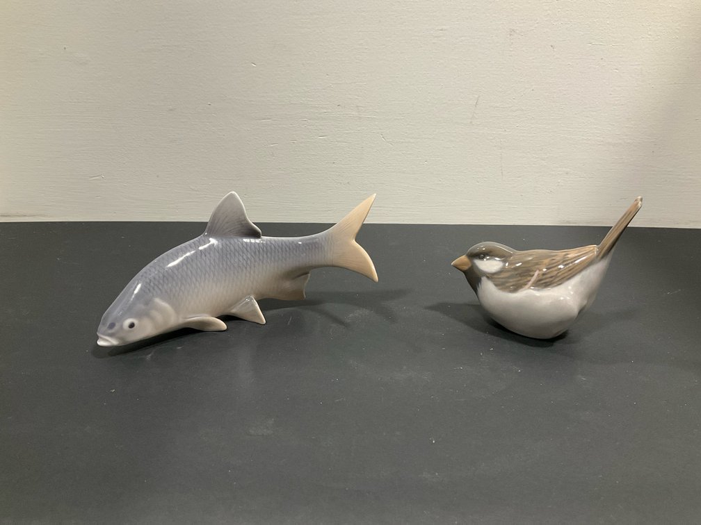 Royal Copenhagen porcelain fish & bird figurines