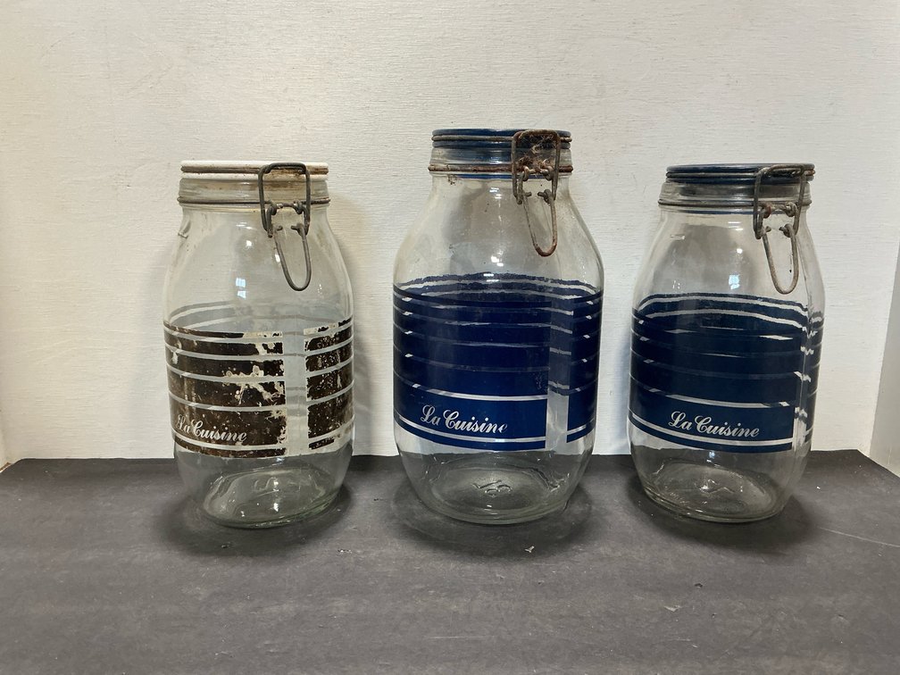 Wheaton La Cuisine wire bail glass canisters