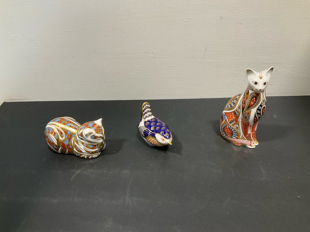 Royal Crown Derby Imari porcelain animal paperweights