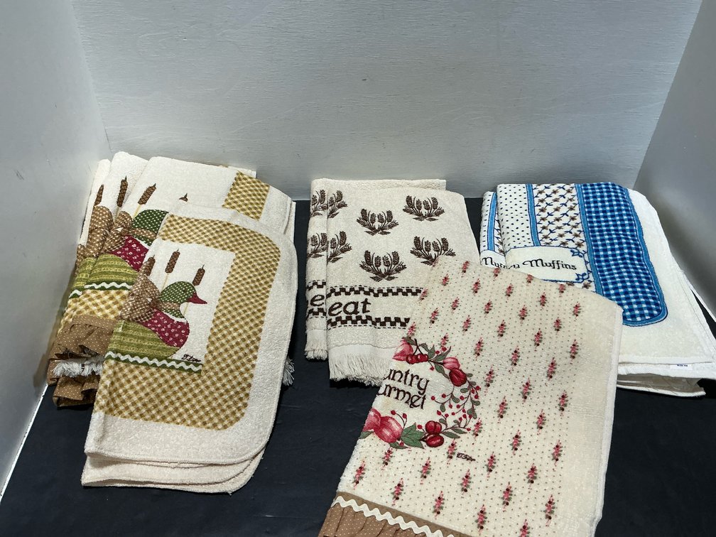 Grouping of terrycloth kitchen hand towels
