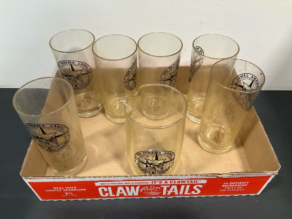 Panama Canal Golden Anniversary glassware set