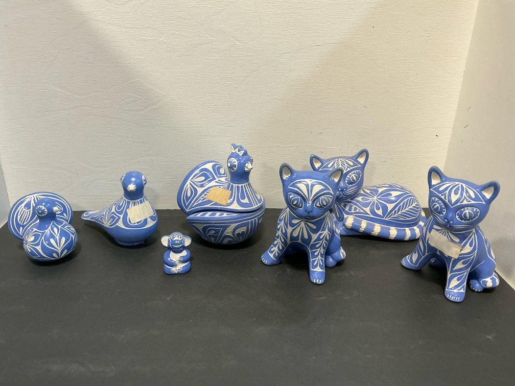 Pablo Zabal blue & white ceramic animal figurines