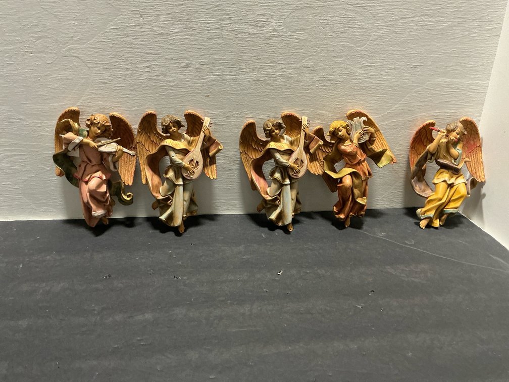 Painted musical angel wall hanging figures