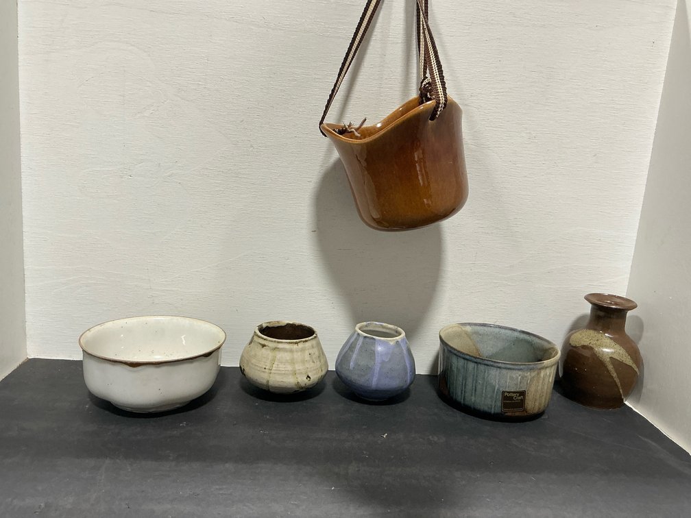 Grouping of ceramic pottery vessels & planters