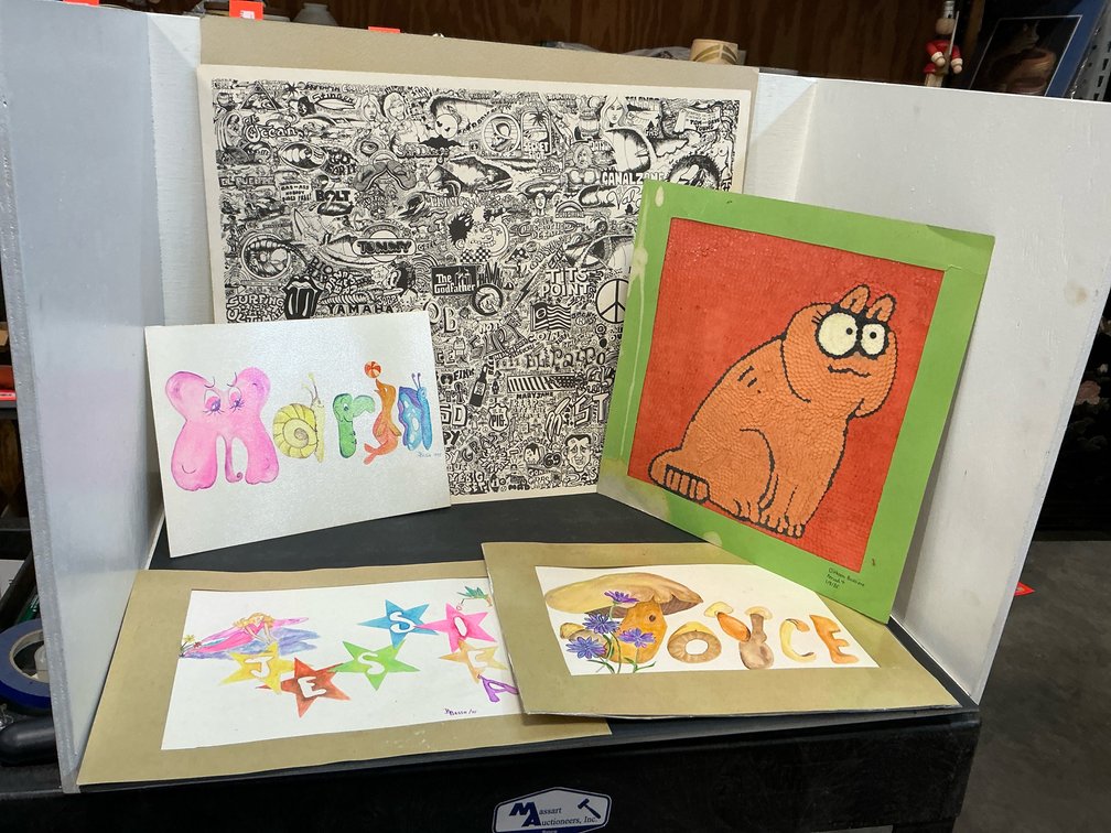 Assorted art prints, original drawings & photograph