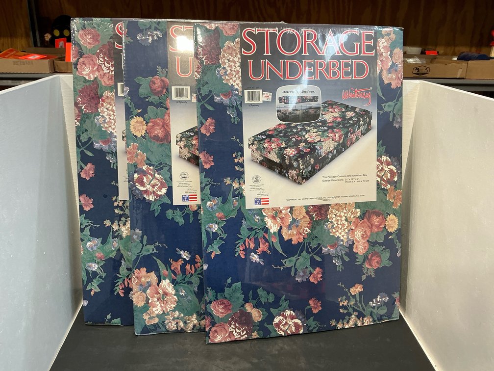 3 Whitney floral underbed storage boxes 31 x 16 x 5 in