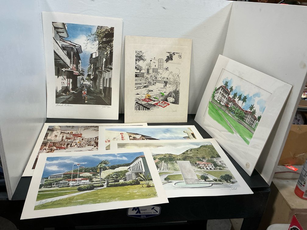 Group of Panama landmark & street scene art prints