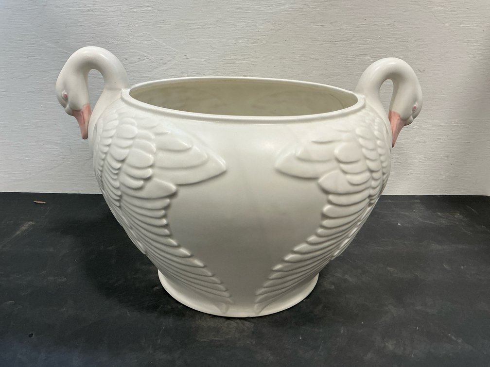 Fitz and Floyd ceramic swan planter bowl