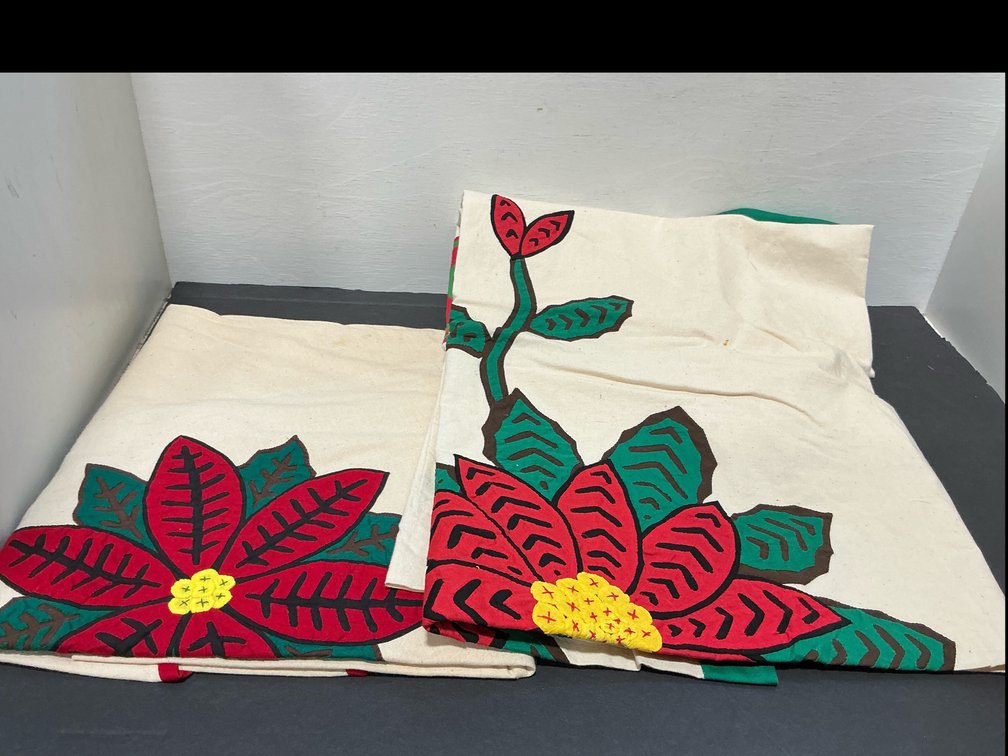Christmas poinsettia appliqué & embroidered textiles
