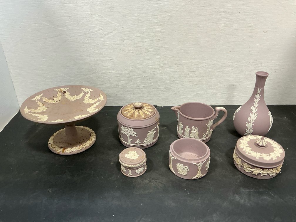 Wedgwood lilac jasperware grouping