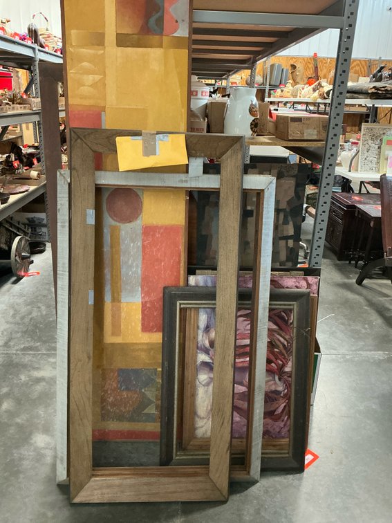 Grouping of assorted artwork & picture frames