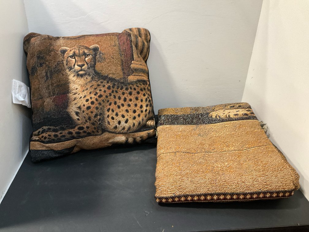 Mohawk Home cheetah tapestry throw blanket & pillow