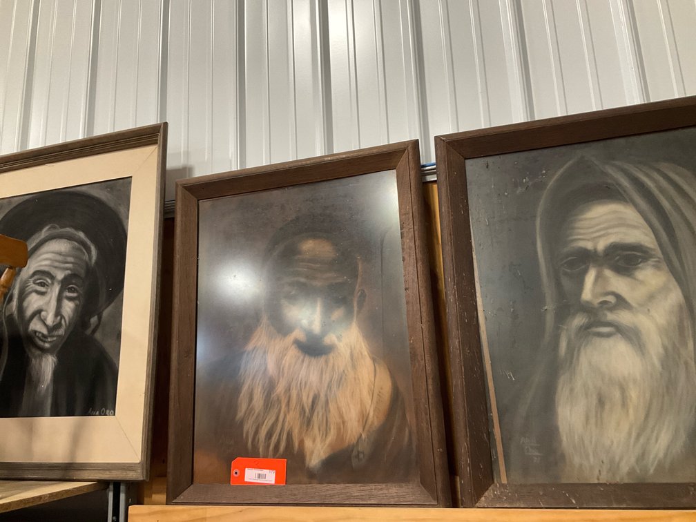 Grouping of framed portraits of bearded men