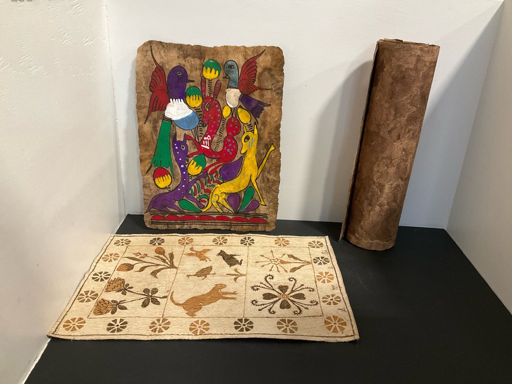 Grouping of Mexican amate bark paper artworks