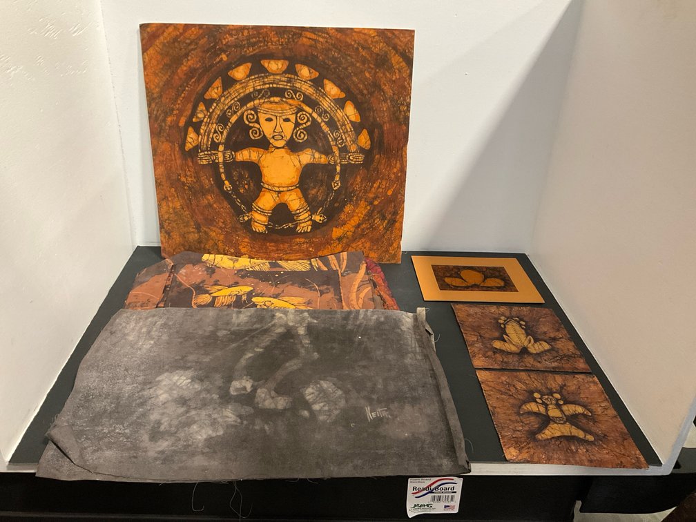 Grouping of assorted batik textile art panels