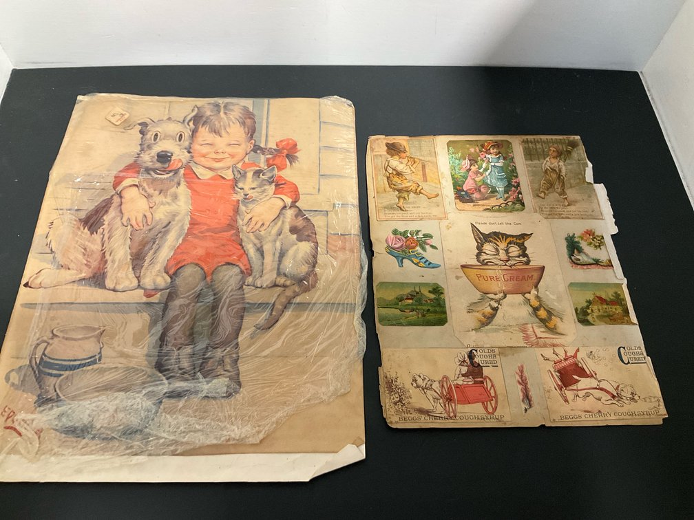 Child illustration print & trade card scrapbook sheet