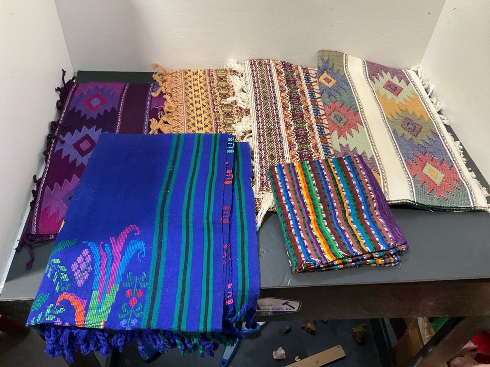 Grouping of woven textile runners with fringe
