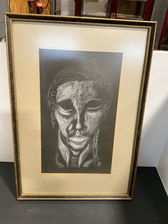 Julia Stahlman framed white chalk drawing