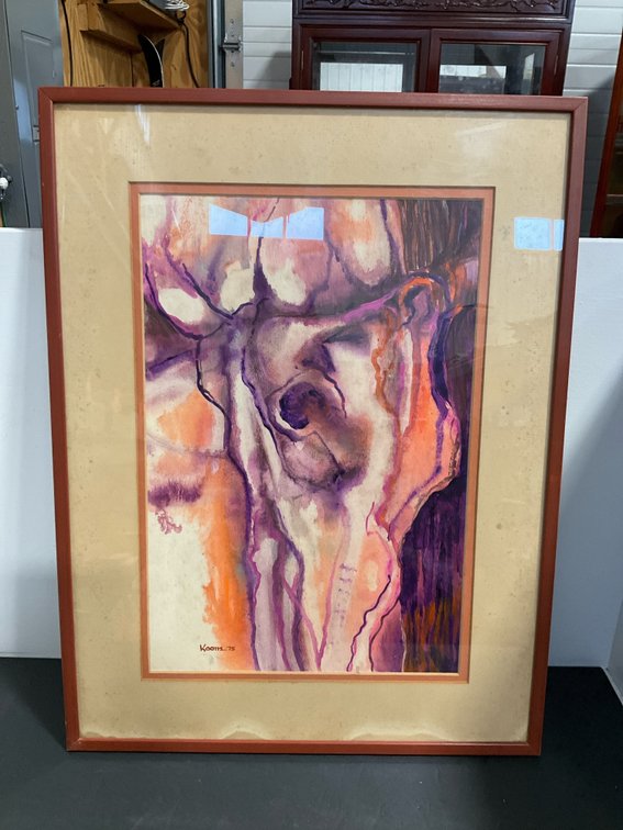 Framed abstract watercolor painting