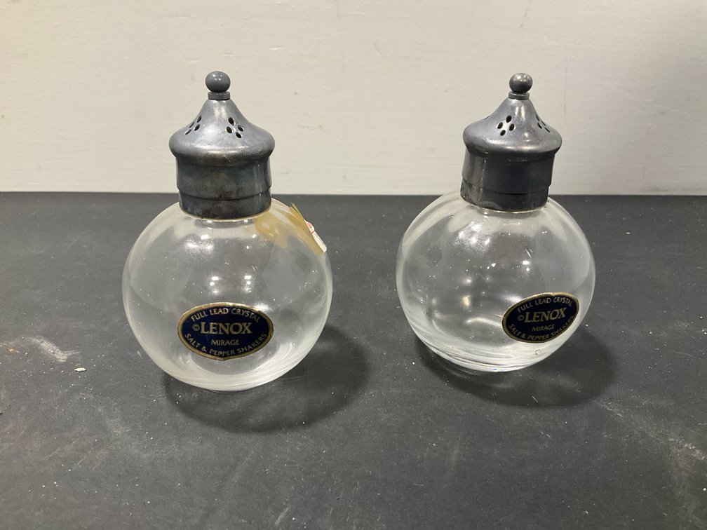 Pair of Lenox crystal salt & pepper shakers